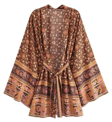Image de Kimono pour femmes, motif floral vintage
