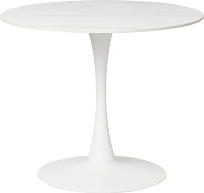 Produktbild von BELIANI Esstisch Weiß Rund 90 cm Sinterstein Tischplatte Marmoroptik Metall Modernes Design Küchentisch Esszimmertisch