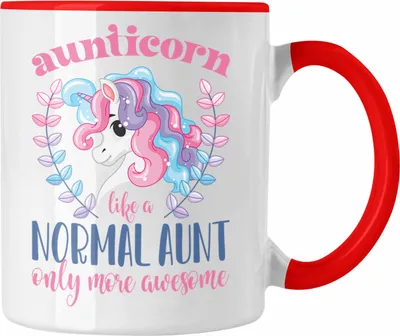 Produktbild von Trendation - Aunitcorn Tasse Geschenk für Beste Tante Kaffeetasse Geschenkidee Tante Geburtstag Lustig (Rot)