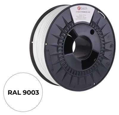 Zdjęcie produktu dla Tisková struna (filament) C-TECH PREMIUM LINE, ASA, dopravní bílá, RAL9003, 1,75mm, 1kg