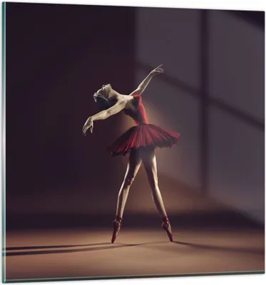 Produktbild von Bilder auf glas - Einteilig - Ballerina Rot Kleid - 70x70cm - Glasbilder - Wandbilder - Bilder - zum Aufhängen bereit - Wanddekoration aus Glas - Glas Bilder - Wandbild auf Glas - GAC70x70-4336