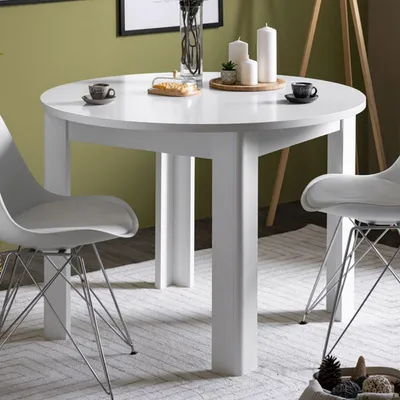 Produktbild von Dmora Fester Tisch Gorlago 107x107x77h cm Weiß, 4 Plätze, Rund
