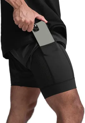 Produktbild von Laufshorts 2-in-1, atmungsaktiv, schnelltrocknend, fuer Fitness, mit Reißverschlusstasche