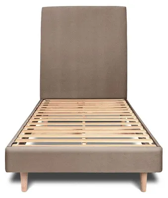 Produktbild von Bett mit gepolstertem Kopfteil – Samtstoff - 90 x 200 cm