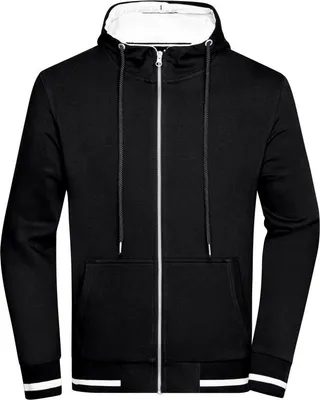 Produktbild von Sweat-Jacke mit Reißverschluss und Kapuze black/white, Gr. L