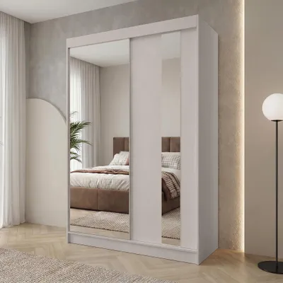 Obrázek produktu pro Šatní skříň Beautysofa GAJA, 160 cm, se zrcadlem – posuvné dveře, 2 dveře, skříň do ložnice, materiál: kašmír/kašmír, bez zásuvek