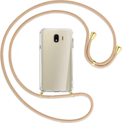 Produktbild von Handykette Backcover-Schutzhülle mit Band (Metall goldfarben) für Samsung Galaxy J4 2018 - beige