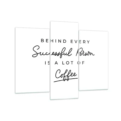 Produktbild von Bilder auf glas - 3 Teile - Kaffee Prinzip Erfolg - 130x100cm - Glasbilder - Wandbilder - Bilder - zum Aufhängen bereit - Wanddekoration aus Glas - Glas Bilder - Wandbild auf Glas - GCB130x100-4284
