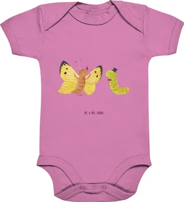 Produktbild von Mr. & Mrs. Panda Strampler Baby Raupe Schmetterling 12. - 18. Monat - Bubble Gum Pink - Geschenk, Kurzarmbody, Hut, babykleidung body, Lustige Sprüche, Zitronenfalter