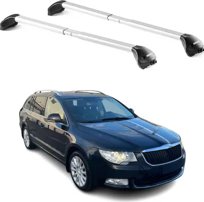 Image de Barres de toit pour Skoda Superb Wagon 2010-2025 Gris Argenté 2 pièces ABE