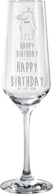 Produktbild von Mr. & Mrs. Panda Sektglas Bär Geburtstag - Transparent - Geschenk, graviert, Trinkglas, Champagnerglas, Alles Gute, Kelchglas, Glückwunsch, Happy Birthday, Teddy, Glas