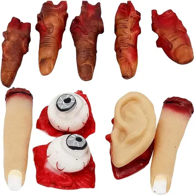 Productafbeelding van Halloween lichaamsdelen decoratie - 10-delig - Realistische gescheiden lichaamsdelen - Halloween eng lastig
