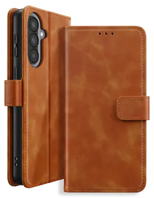 Image de Avizar, étui portefeuille pour Galaxy A57 avec rabat magnétique et fonction support, marron
