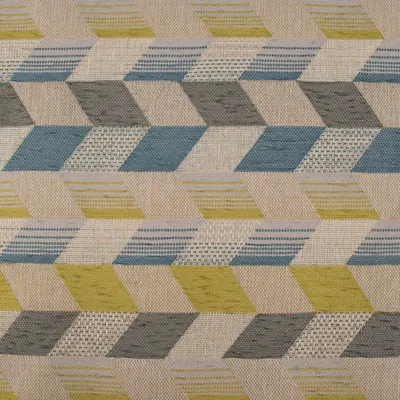 Produktbild von Polsterstoff Meterware Dekostoff Flachgewebe Mira Rechtecke beige blau