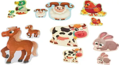 Obrázok produktu pre 6 v 1 puzzle pre deti zvieratá na farme na vidieku puzzle v krabici