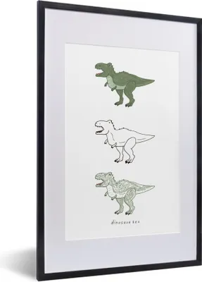 Produktbild von MuchoWow® Gerahmtes Poster Tyrannosaurus - Kinderzimmer - Dinosaurier - Kinder - Kinder 40x60 cm - Poster mit Schwarzem Bilderrahmen Wandposter Rahmen Foto Bilder - Poster in Rahmen