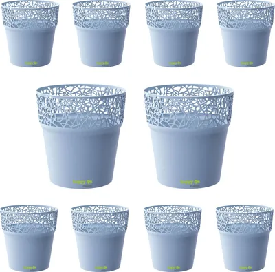 Produktbild von 10er-Set Kunststoff Blumentopf Ibo hellgrau Ø 14,5 cm H 15,0 cm