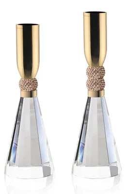 Image de Elzusha - Ensemble de 2 bougeoirs en cristal pour la décoration de table
