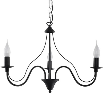 Zdjęcie produktu dla SOLLUX Lighting Minerwa 3 żyrandol lampa sufitowa, styl glamour, żarówka E14 wymienna, 3 x 40 W, stal, 60 x 60 x 80 cm, czarny