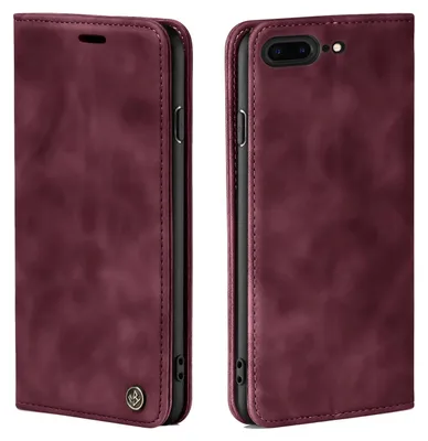 Produktbild von Handy Hülle für Apple iPhone 7 Plus / 8 Plus Klapphülle Bookcase Flip Cover Handy Tasche Etui Farbe: Weinrot