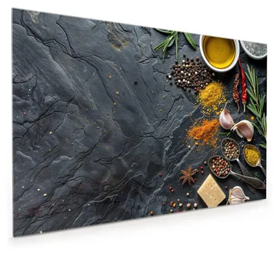 Produktbild von Küchenrückwand Spritzschutz Glas mit Motiv Küche Zutaten 40 x 40 cm