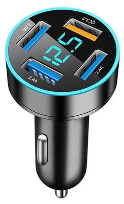 Autolader mit 4 USB-Ports, QC 3.0 + 2,4 A, 30 W