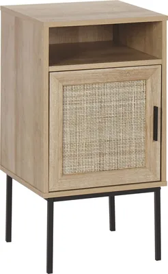 Zdjęcie produktu dla BELIANI Szafka nocna jasnobrązowy rattanowy front 77 x 40 cm półka stolik boho plecionka metalowe nogi