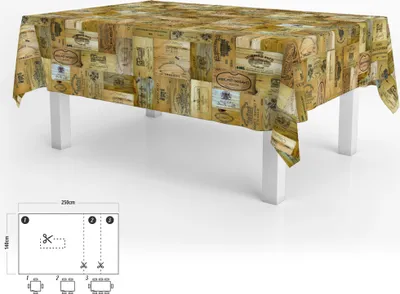 Produktbild von Mantel Hule Rechteckig 140 x 250 cm. Tablones Vino