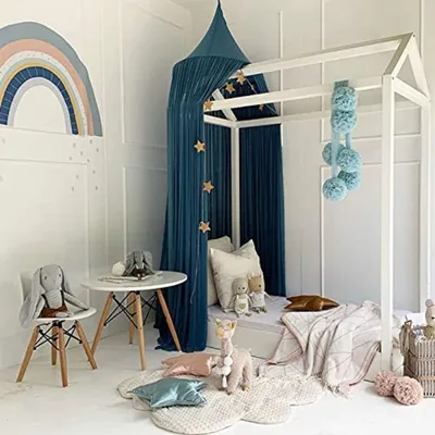 Produktbild von Baby Baldachin Betthimmel Chiffon Hängende Rund Moskitonetz für Babys Bett, Spielzelte, Kinderzimmer Höhe 240 cm Saumlänge