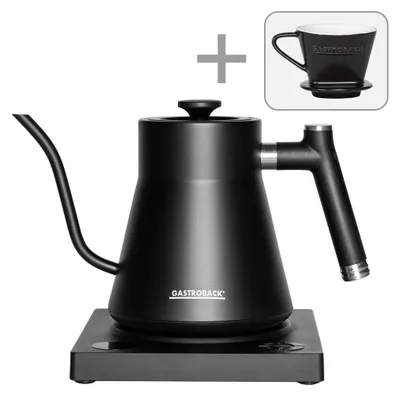 Productafbeelding van Gastroback Design 42329, 1 liter, 1200 watt, zwart, met instelbare thermostaat, waterniveau-indicator, draadloos