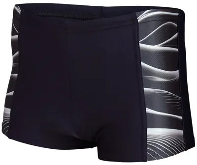 Produktbild von Aquarti Herren Badehose Kurz Sportlich Streifen, Farbe: 11307 Schwarz / Grau, Größe: M