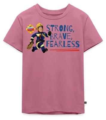 Produktbild von Spreadshirt Feuerwehrmann Sam™ Strong, Brave, Fearless Kinder Premium T-Shirt, 122/128 (6 Jahre), Mauve