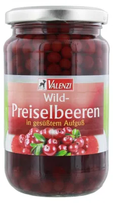 Produktbild von Valenzi Wild Preiselbeeren stark gezuckert im Glas 540g 12er Pack