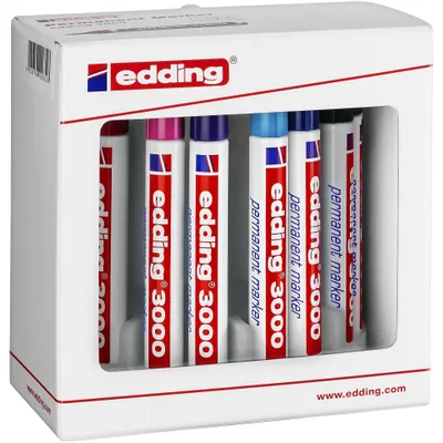 Produktbild von Edding 3000, Schwarz, Blau, Braun, Grün, Pink, Rot, Violett, Gelb, Rundspitze, Mehrfarbig, Kunststoff, 1,5 mm, 3 mm