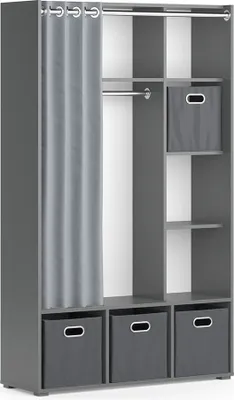 Produktbild von Kleiderschrank Vicco Luigi Grau 38 x 178.1 cm Mit Faltboxen (grau), Model 40726