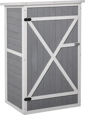 Produktbild von Outsunny szopa ogrodowa szopa na narzędzia z półkami szopa na narzędzia szopa na narzędzia do ogrodu jodła czarna+szara+biała 75 x 56 x115 cm