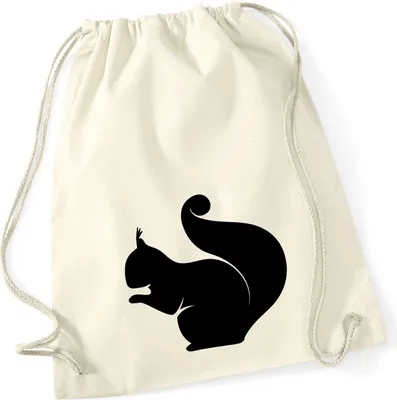 Produktbild von Huuraa Turnbeutel Eichhörnchen Silhouette 12 Liter Natural Baumwolle Rucksack Geschenkidee