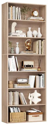 Immagine prodotto di Libreria a 7 scomparti, dimensioni 209,5 x 60 x 23,5 cm, in legno di quercia
