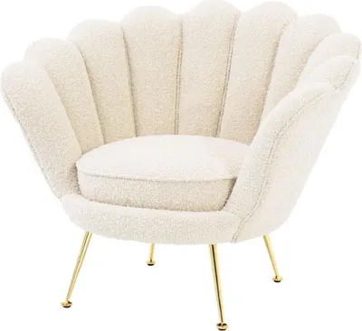 Produktbild von Casa Padrino Designer Art Deco Wohnzimmer Sessel Weiß / Messingfarben 96,5 x 79 x H. 78 cm - Luxus Wohnzimmermöbel