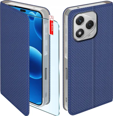 Obrázok produktu pre Etui z klapką do Honor 400 Lite Zamykane Granatowe Futerał + Szkło 9H