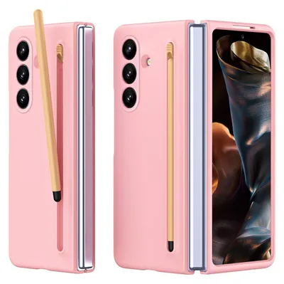 Produktbild von Für Samsung Galaxy Z Fold7 5G Skinfeel Schutz Hülle mit Stifthalterung Rosa