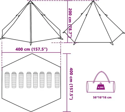 Produktbild von vidaXL Tipi-Familienzelt 8 Personen Grün Wasserdicht