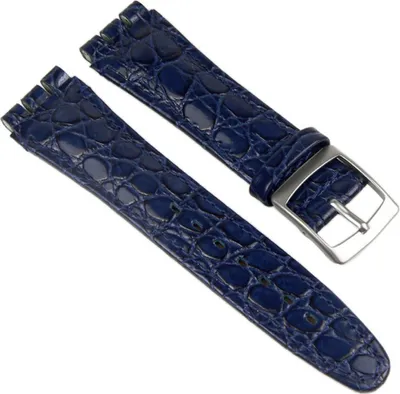 Produktbild von Minott Ersatzband Uhrenarmband Leder Band Dunkelblau passend zu Swatch Uhren 19mm 19932S