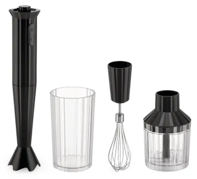 Produktbild von Alessi Plissé MDL10S B - Stabmixer mit Messbecher, Schneebesen und Zerkleinerer,
