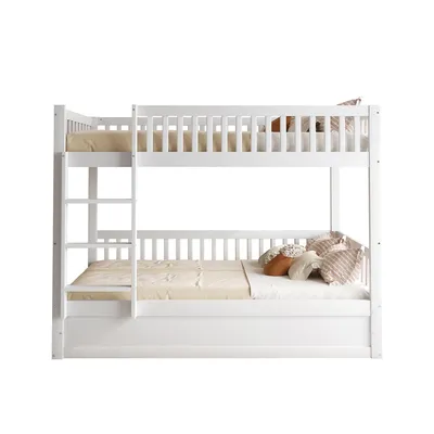 Produktbild von Kinderbett mit Massivholz Hydraulisches Lagersystem Etagenbett Jugendbett Lagerbett 90 * 200 cm Weiß