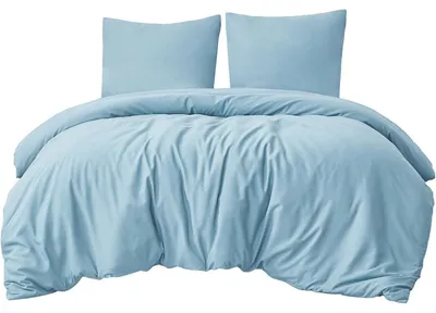 Obrázok produktu pre Sada posteľnej bielizne 220x240 cm, 3-dielna, svetlomodrá, mikrovlákno, s zipsom a vankúšovými obliečkami 80x80 cm