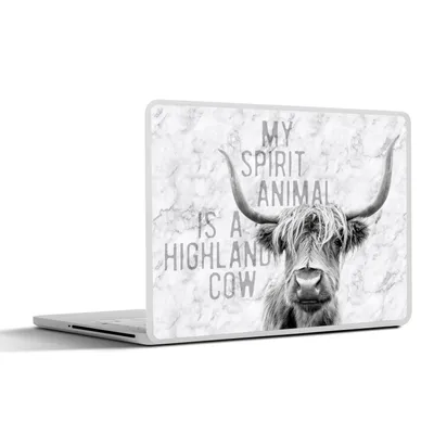 Produktbild von MuchoWow® Laptop Aufkleber Sticker Cover Schottischer Highlander - Zitat - Marmor 30x21 cm - Sticker für Laptop - Selbstklebend