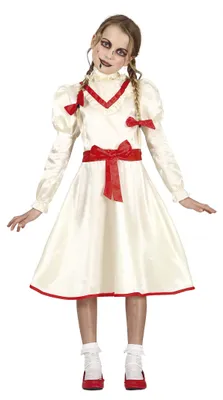 Productafbeelding van Puppe Heksenkostuum, Halloween, griezelkostuum voor kinderen, maat: 110/116, kleur: wit