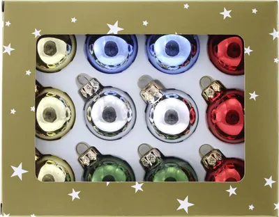 Produktbild von Weihnachtskugel aus Glas Ø 3 cm bunt - 12 Stück