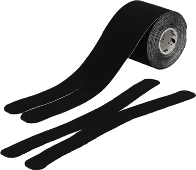 Produktbild von yellowSPORT yellowPRECUT TAPE - Kinesiotaping Tape - Fertige X-förmige Pflaster - Schwarz - 20 Anwendungen x 25 cm